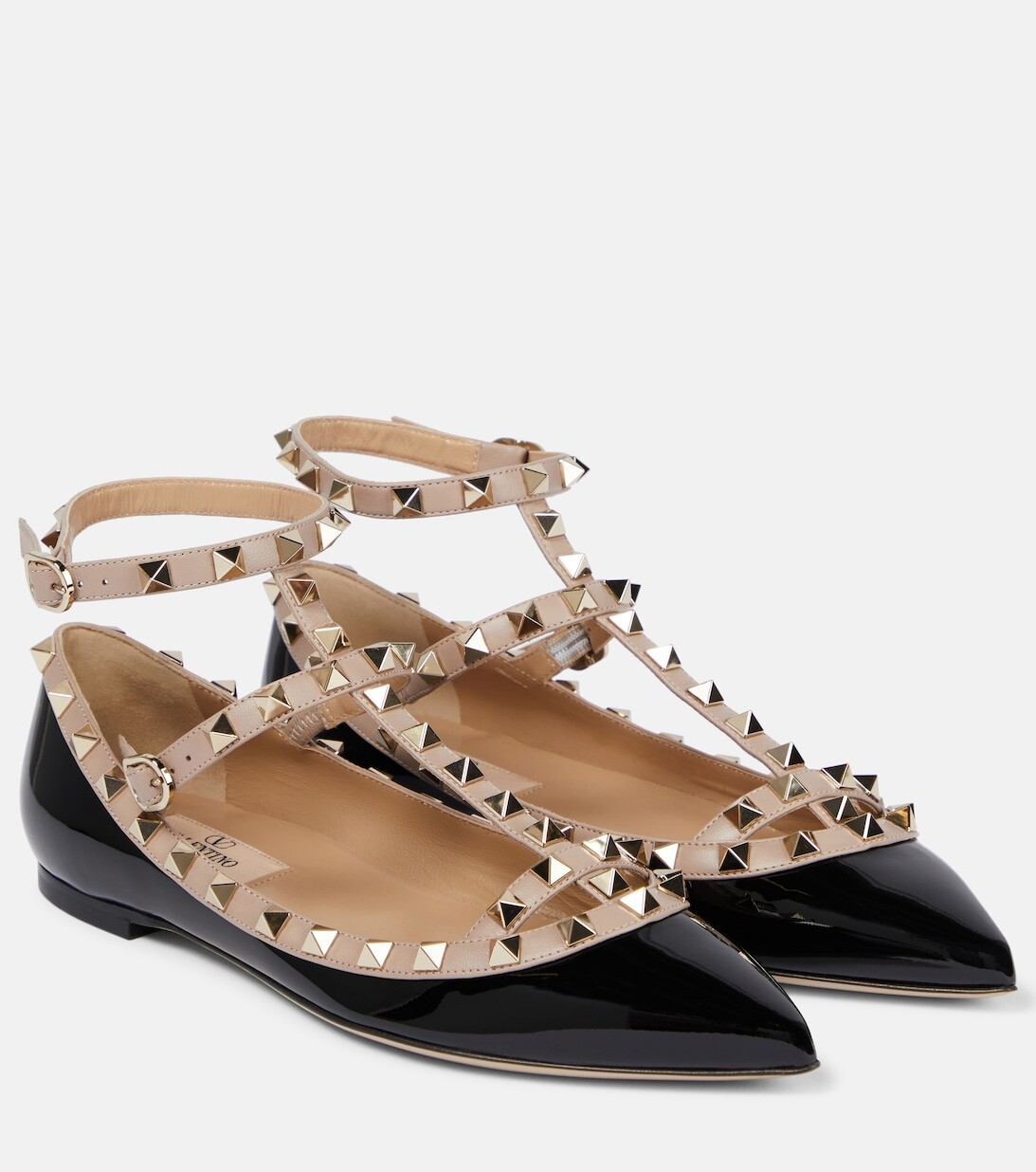 Кожаные балетки Rockstud Valentino Garavani, черный