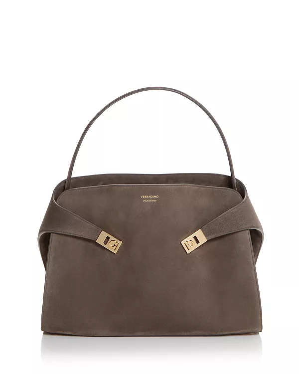 

Сумка Hug из замши с верхней ручкой Ferragamo, серый