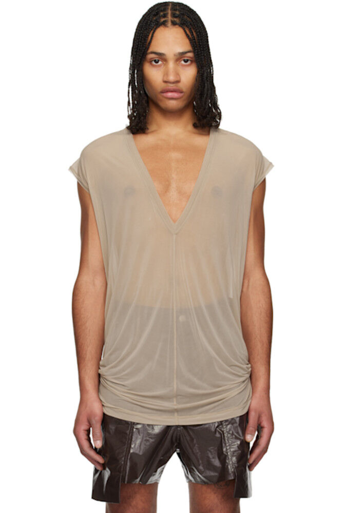 

Футболка Hollywood Deep V SL серо-коричневого цвета Rick Owens