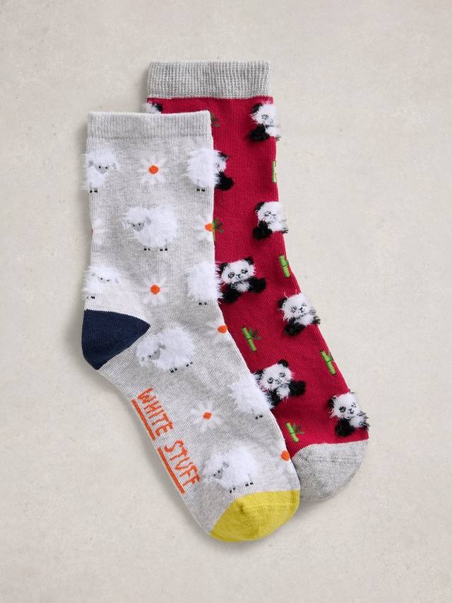

Пушистые носки с животными White Stuff, Pack of 2, Grey/Multi