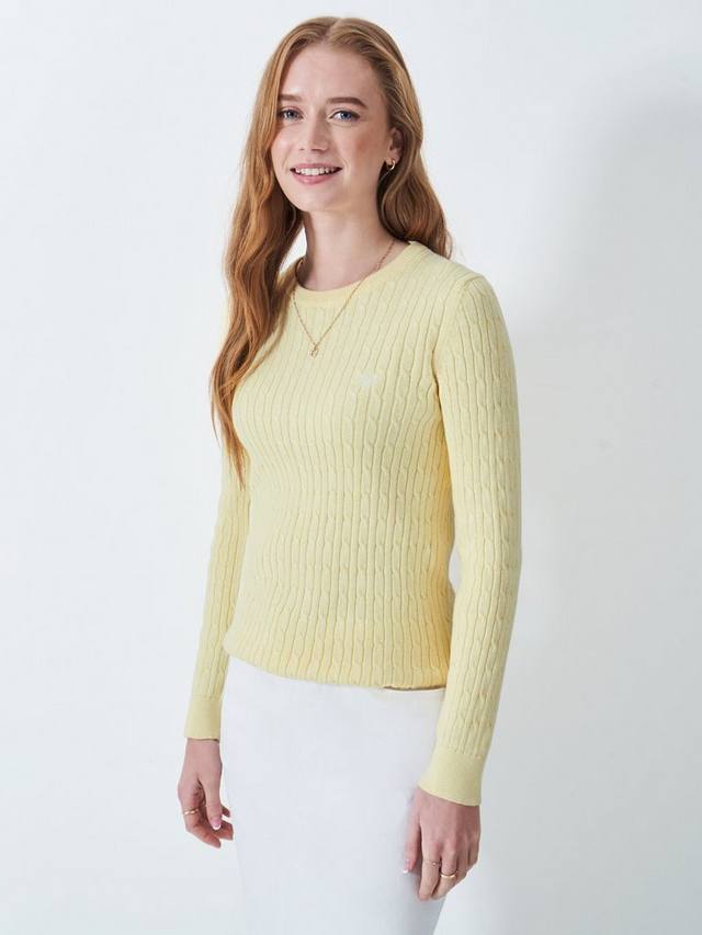 

Джемпер heritage из кашемировой смеси кабельной вязки Crew Clothing, цвет Light Yellow