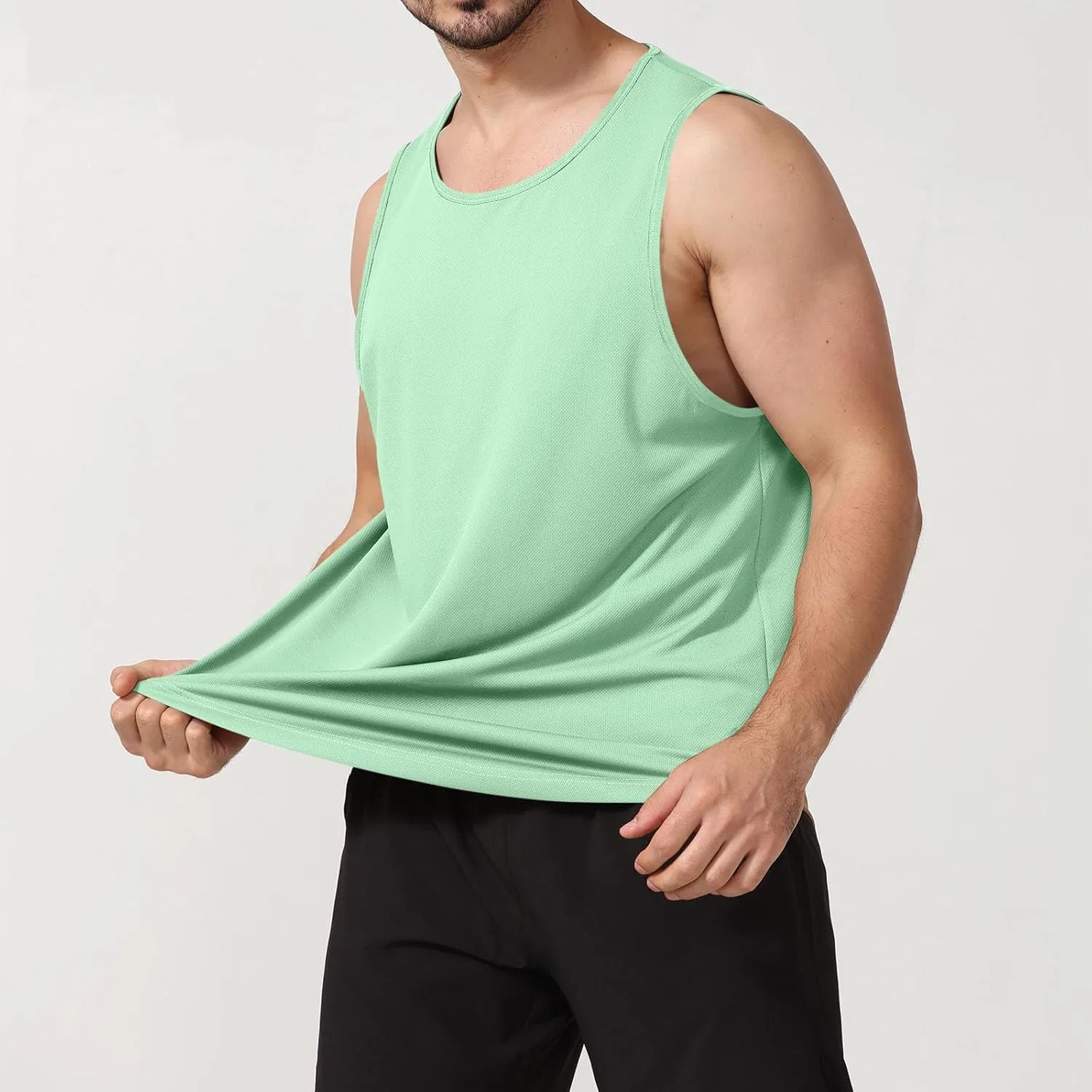 Мужская майка без рукавов, быстросохнущая, защита UPF 50+, Athletic Workout, A03_mint Green — фото 2