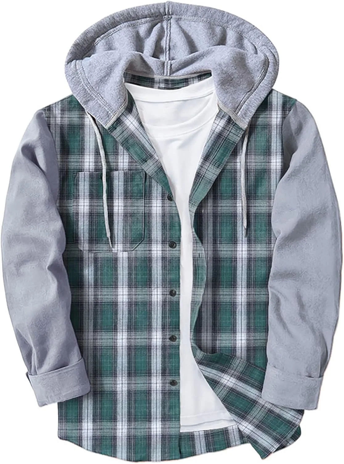 

Мужская фланелевая толстовка с капюшоном и накладным карманом