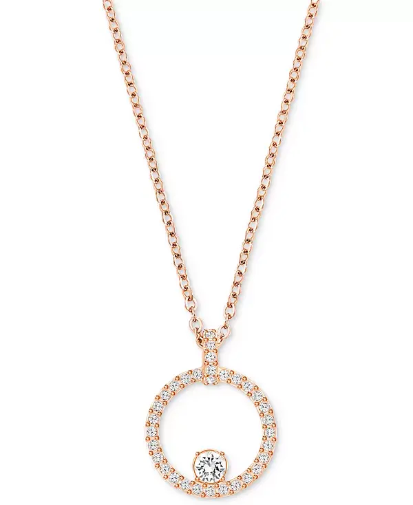 

Ожерелье с подвеской в виде круга из кристаллов оттенка розового золота, 14-7/8 дюйма + удлинитель 2 дюйма Swarovski, noc
