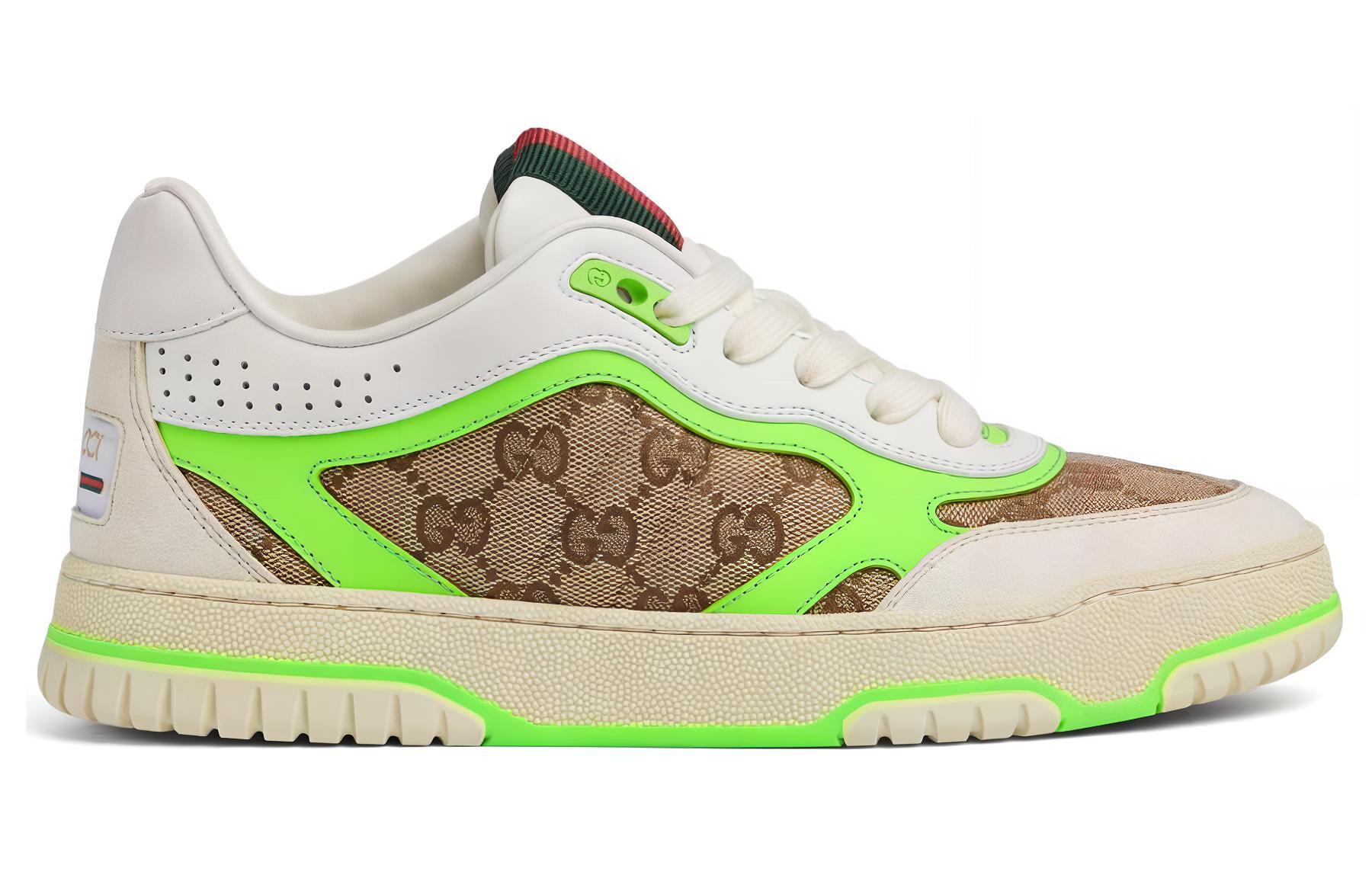 Женские кроссовки Re Web 'GG Canvas Beige Ebony Green' GUCCI, бежево-зеленые — фото 2