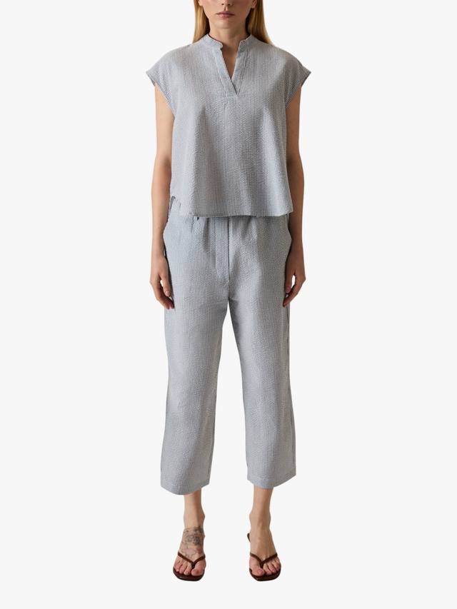 

Топ с тонкой полоской и V-образным вырезом James Lakeland, Navy/White