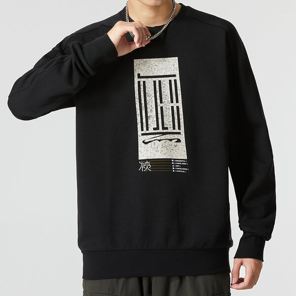 Толстовка Men's adidas Wj Logo Swt Round Neck Pullover Alphabet Athleisure Casual Sports Black, черный — фото 3
