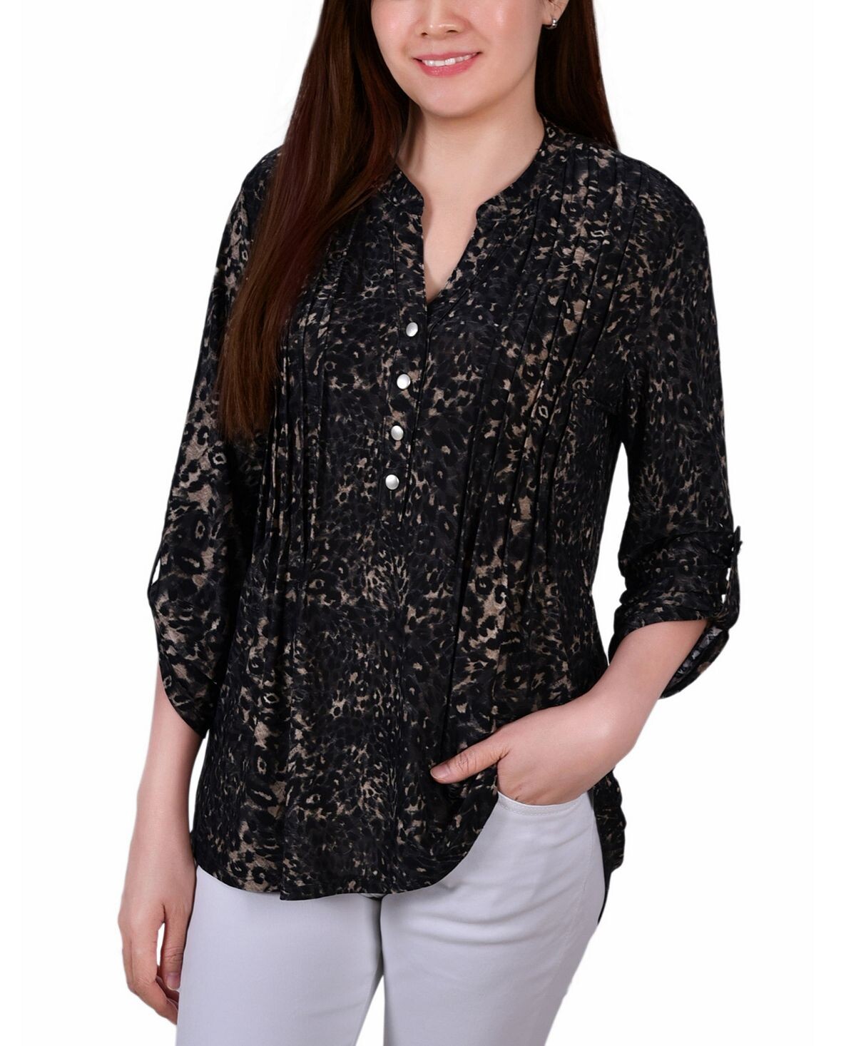 

Топ Petite с защипами и язычком на рукавах NY Collection