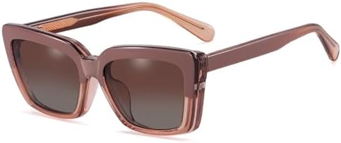 

квадратная оправа для очков, модные солнцезащитные очки с зажимом, поляризованные, для женщин, магнитные, UV400, ацетат, леопардовый принт, черный MTZJH, Khaki Brown Frame