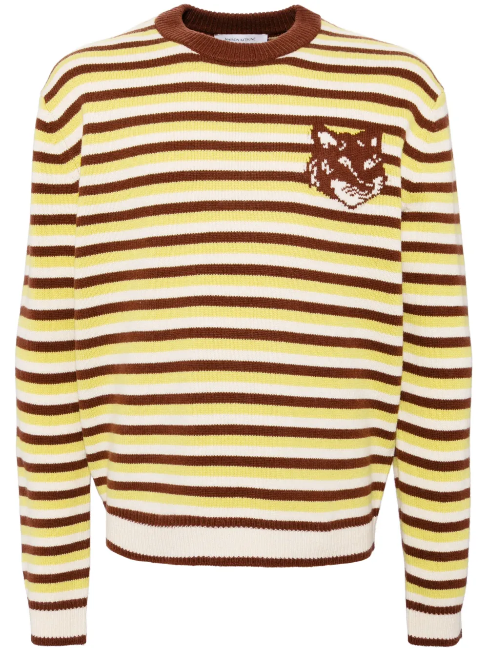 

Полосатый джемпер Fox Head вязки интарсия Maison Kitsuné, зеленый