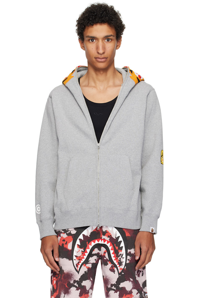 

Толстовка на молнии с изображением тигра Bape, серый