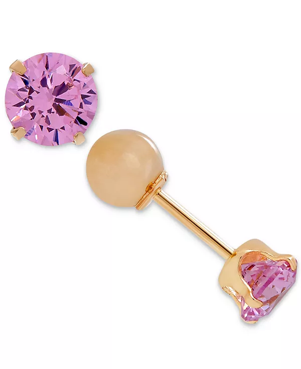 

Детские двусторонние серьги с кубическим цирконием из 14-каратного золота Macy'S, october