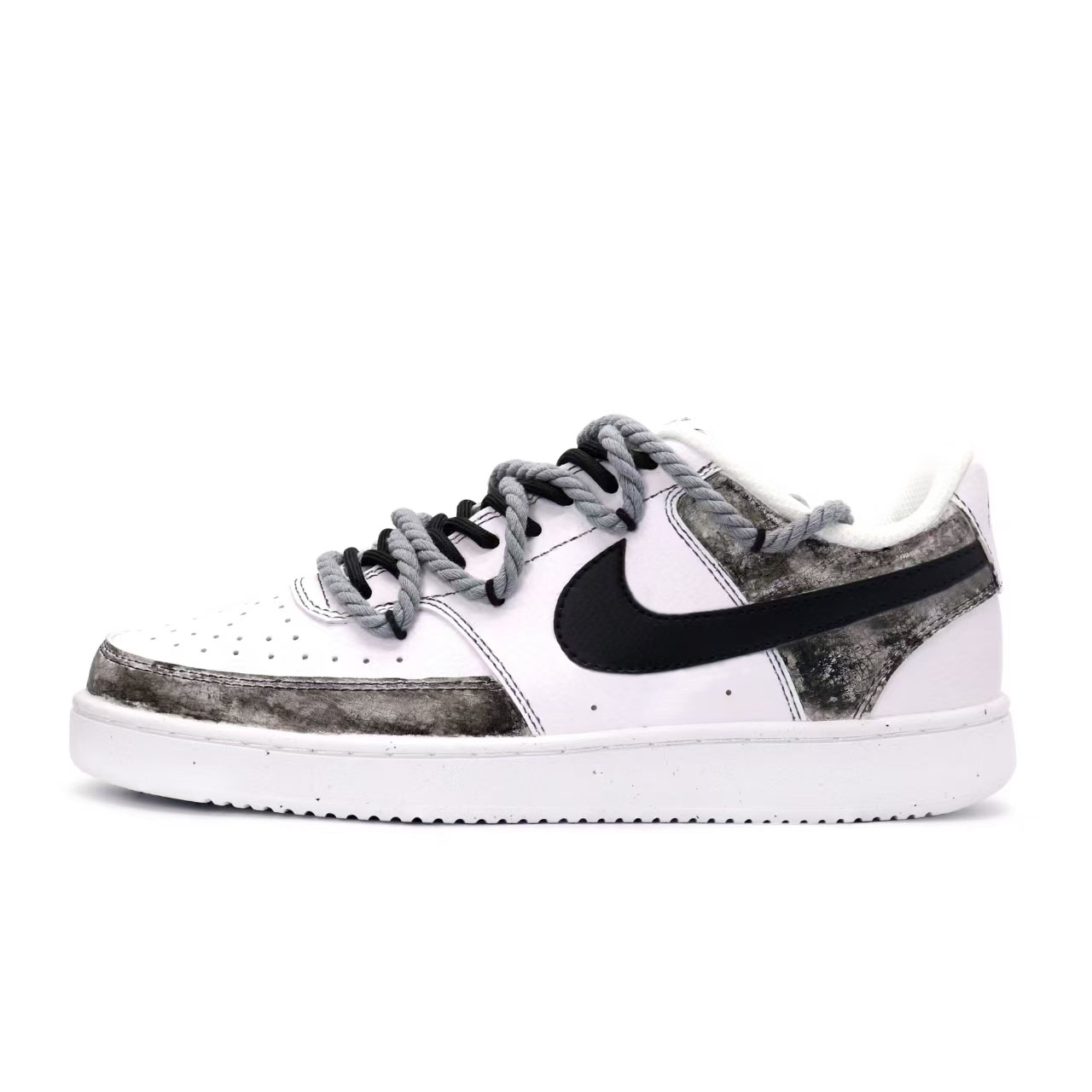 

Nike Кроссовки Court Vision 1 с низким верхом, противоскользящие, износостойкие, мужские, черные, белые, серые