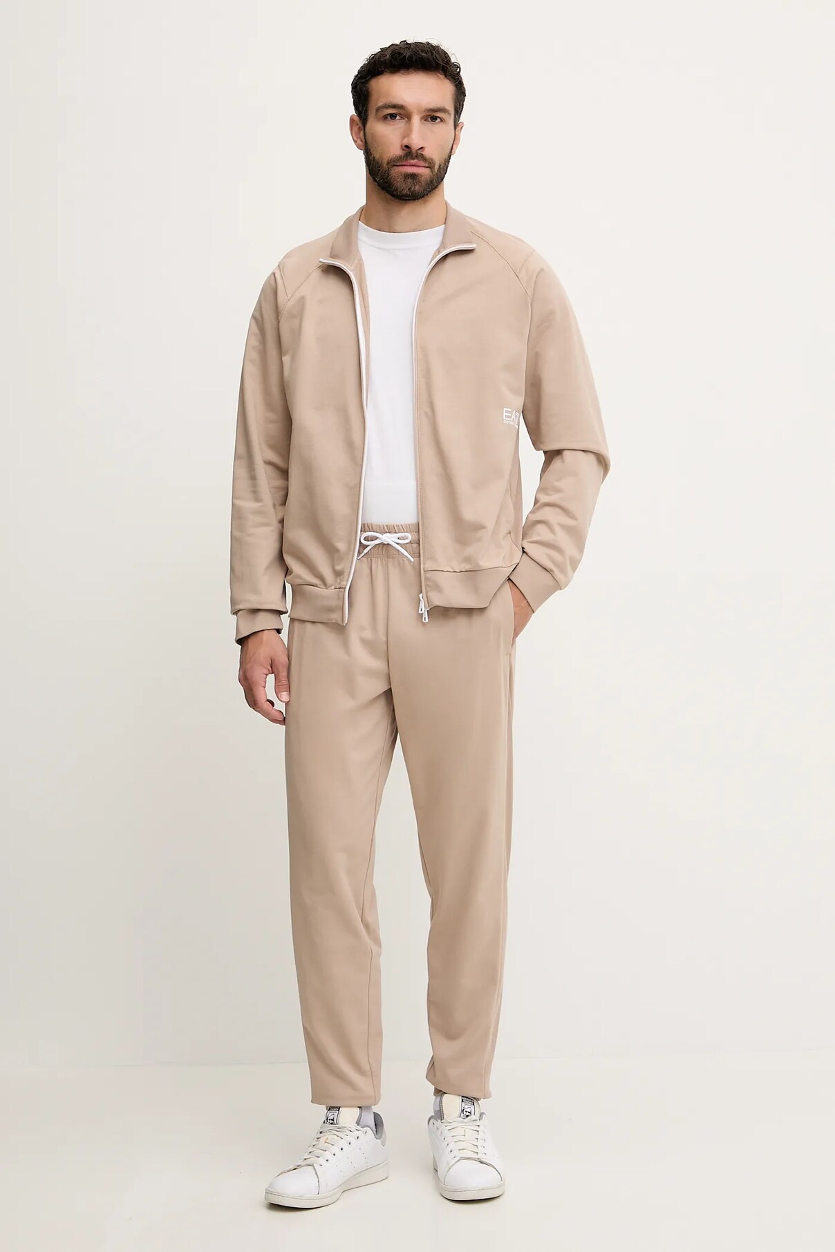 

Спортивный костюм из хлопка Ea7 Emporio Armani, бежевый