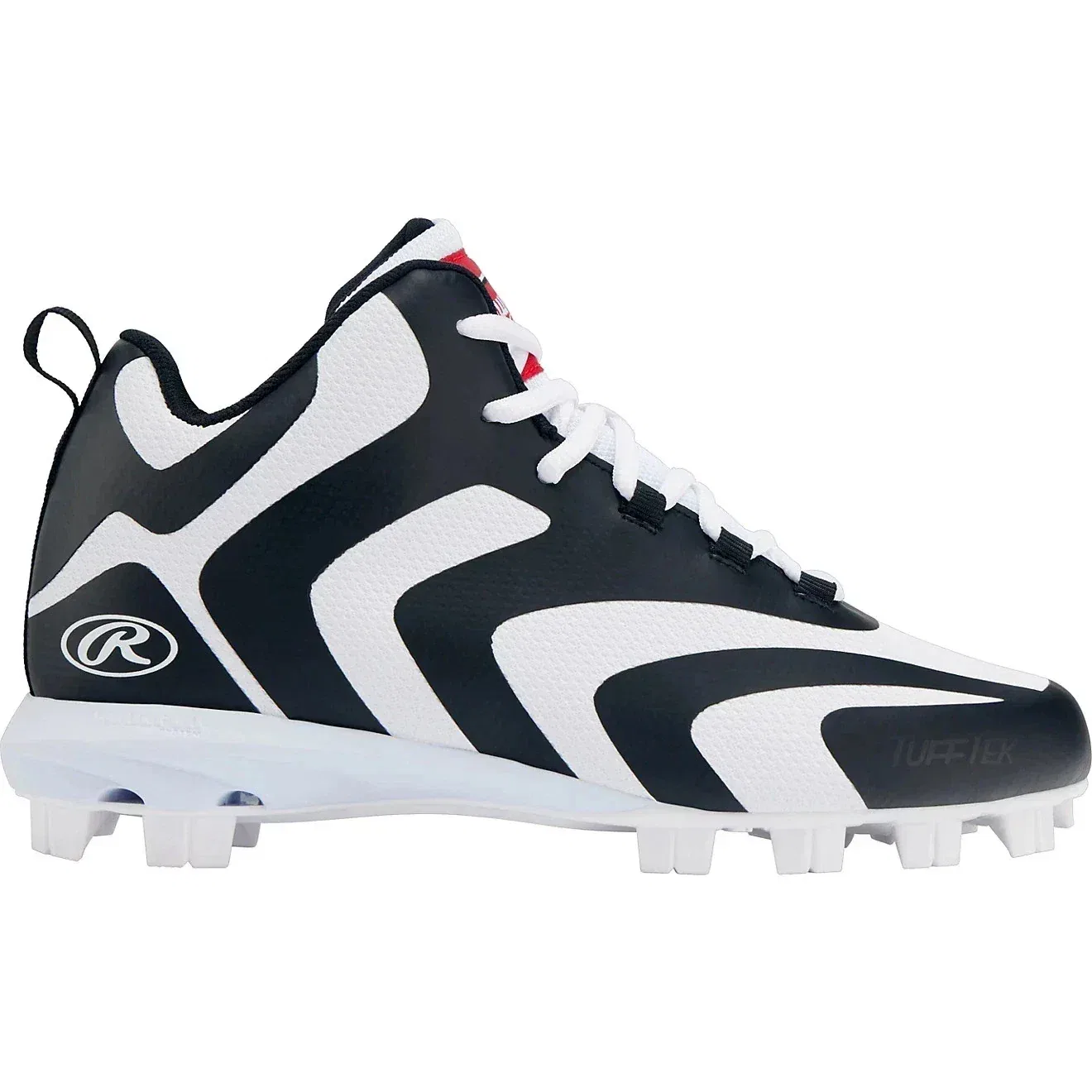Мужские бейсбольные бутсы Rawlings Rookie Mid 1792056, черно-белые, на шнуровке, NIN1238 — фото 2