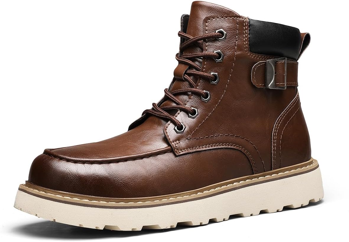 

Мужские повседневные ботинки из натуральной кожи, премиальная кожа, модные ботинки Чукка Оксфорд, деловые повседневные кроссовки, шнуровка, толстая подошва, противоскользящие Lhyxu, коричневый