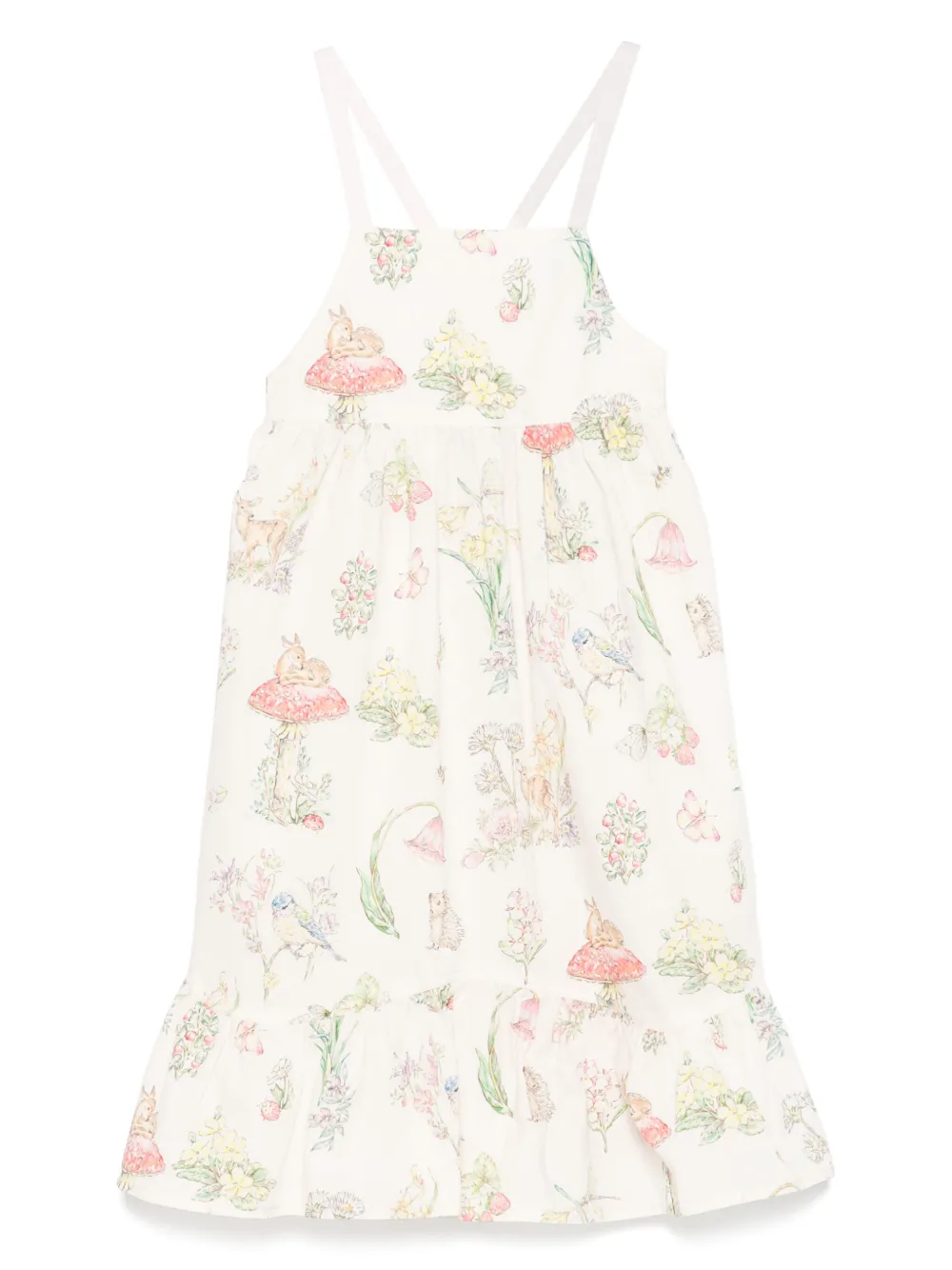 

Платье с цветочным принтом Stella McCartney Kids, нейтральный