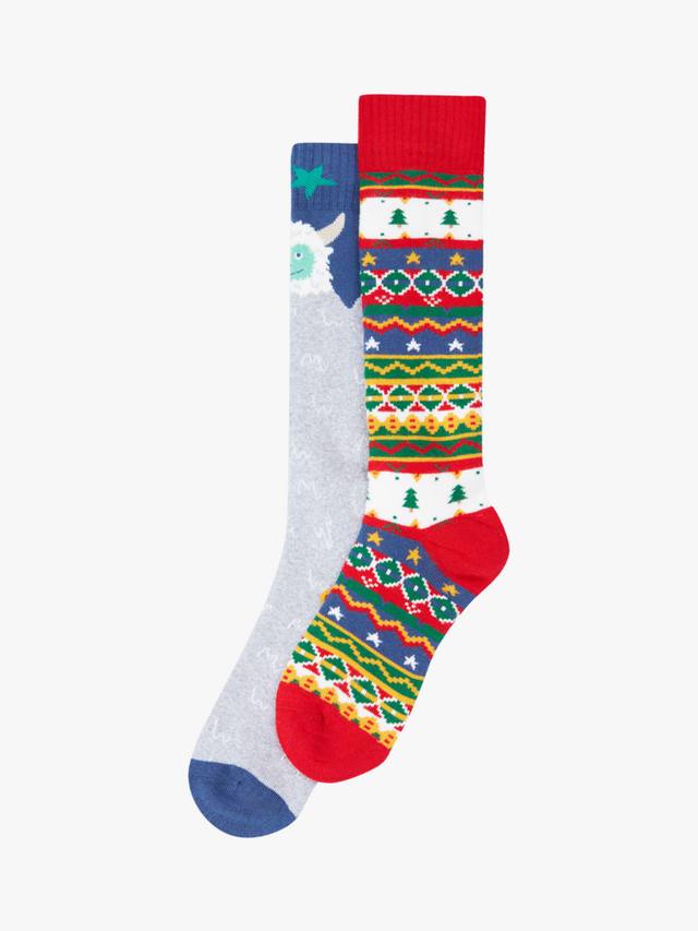 

Детские носки до колена Brilliant Boot из хлопковой смеси Frugi, Pack of 2, Multi