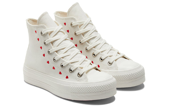 Кроссовки chuck taylor all star lift platform high 'embroidered hearts - white' Converse, белый — фото 3
