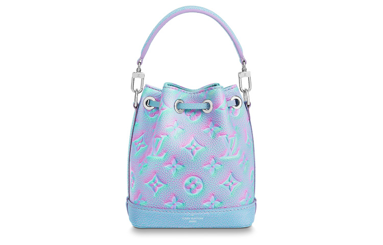 LOUIS VUITTON Расписная и тисненая кожаная сумка ведро из коровьей кожи Миниатюрная женская сумка через плечо поясная голубая — фото 3