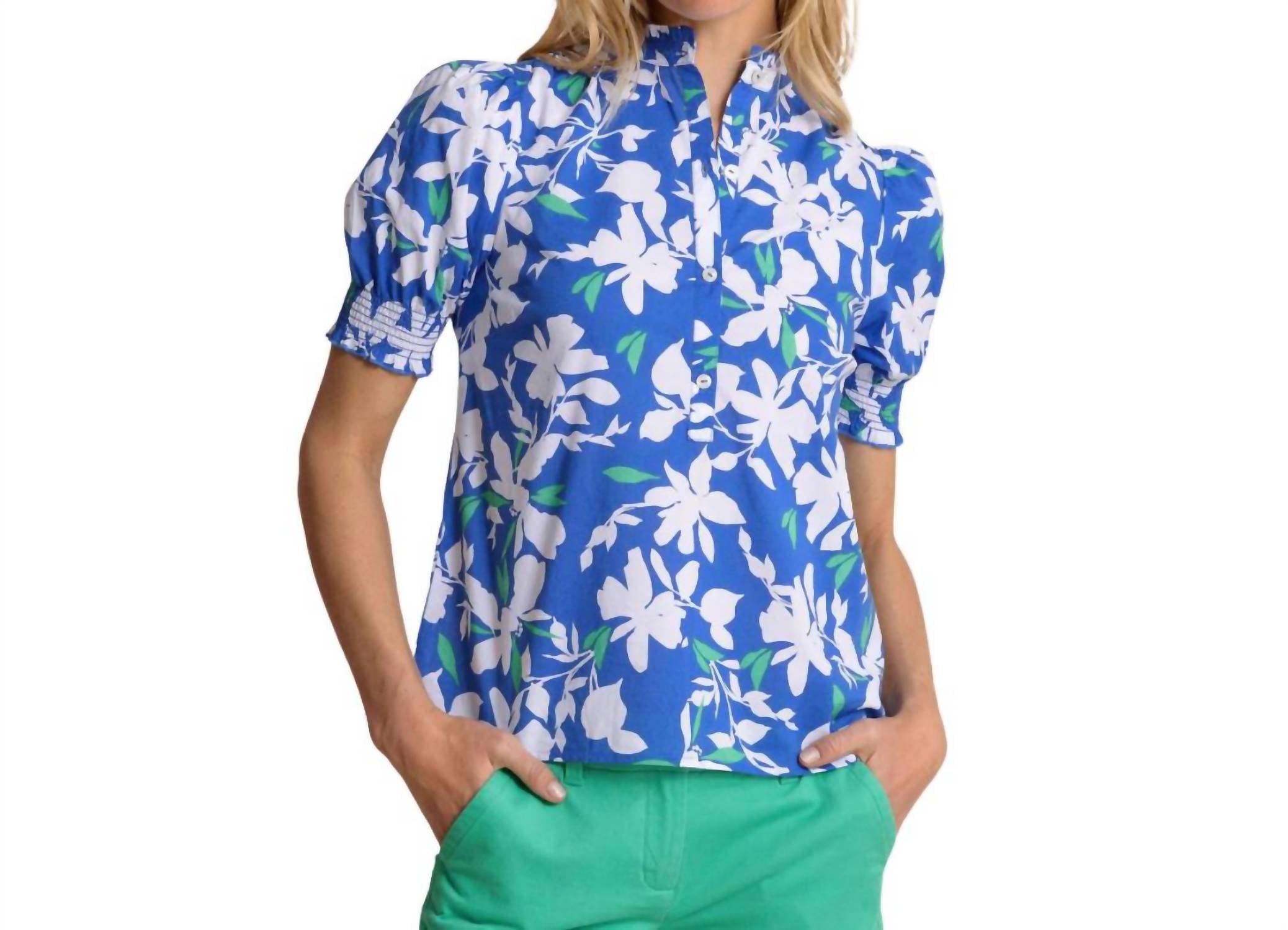

Топ Meadow Blossom Bay с принтом в синем цвете Lolite SOUTHERN TIDE