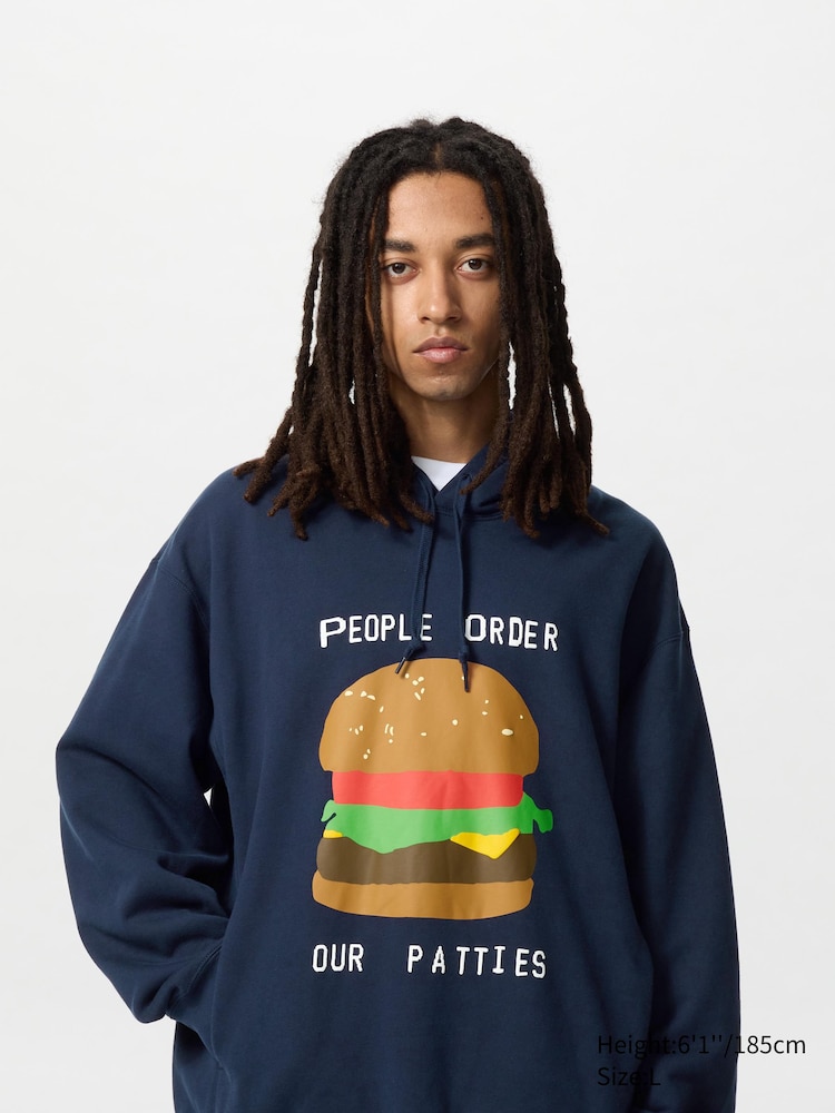 

Толстовка с капюшоном spongebob squarepants Uniqlo, цвет 69 синий