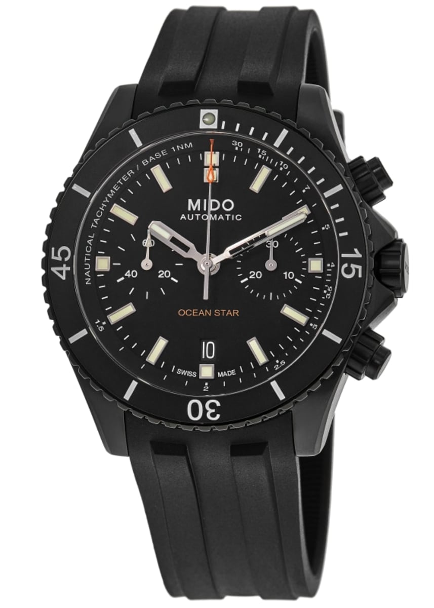 

Мужские часы Mido Ocean Star Chronograph с черным циферблатом и каучуковым ремешком M026.627.37.051.00