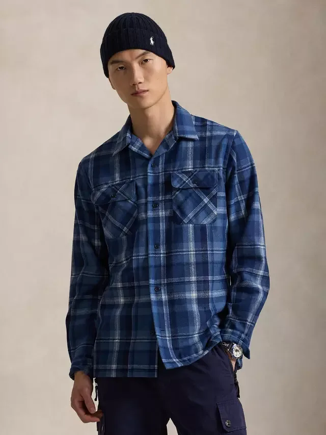 Рубашка-поло из шерстяной саржи в клетку, 7042 Синий Htr Multi Ralph Lauren