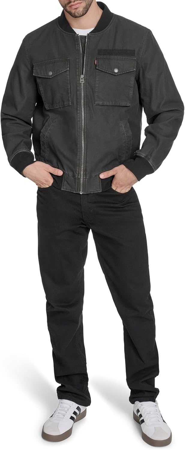 Легкая мужская куртка-бомбер Levi's MA-1 Flight на молнии, Charcoal Cotton — фото 2