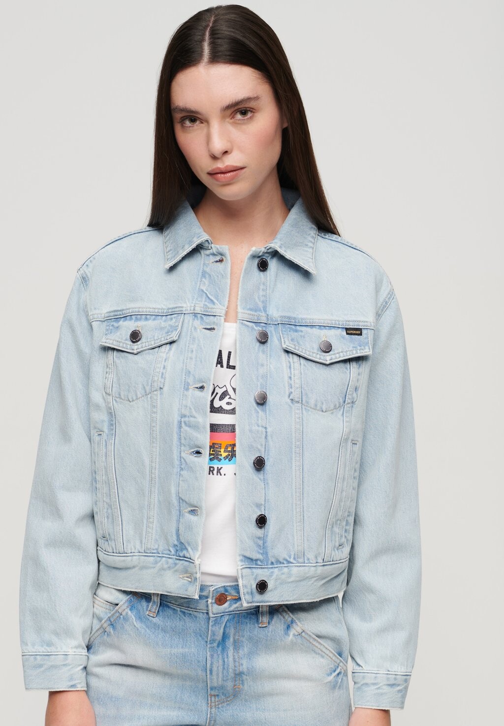 

Джинсовая куртка EMBROIDERED TRUCKER Superdry, синий