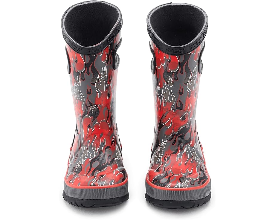 Детские резиновые сапоги Bogs Kids Rainboot Fire Flame (Little Kid/Big Kid), Dark Gray Multi — фото 2