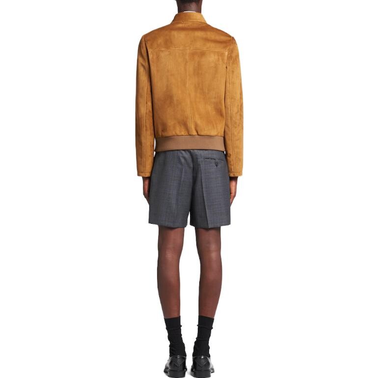Кожаная куртка мужская коричневая Prada, коричневый — фото 3