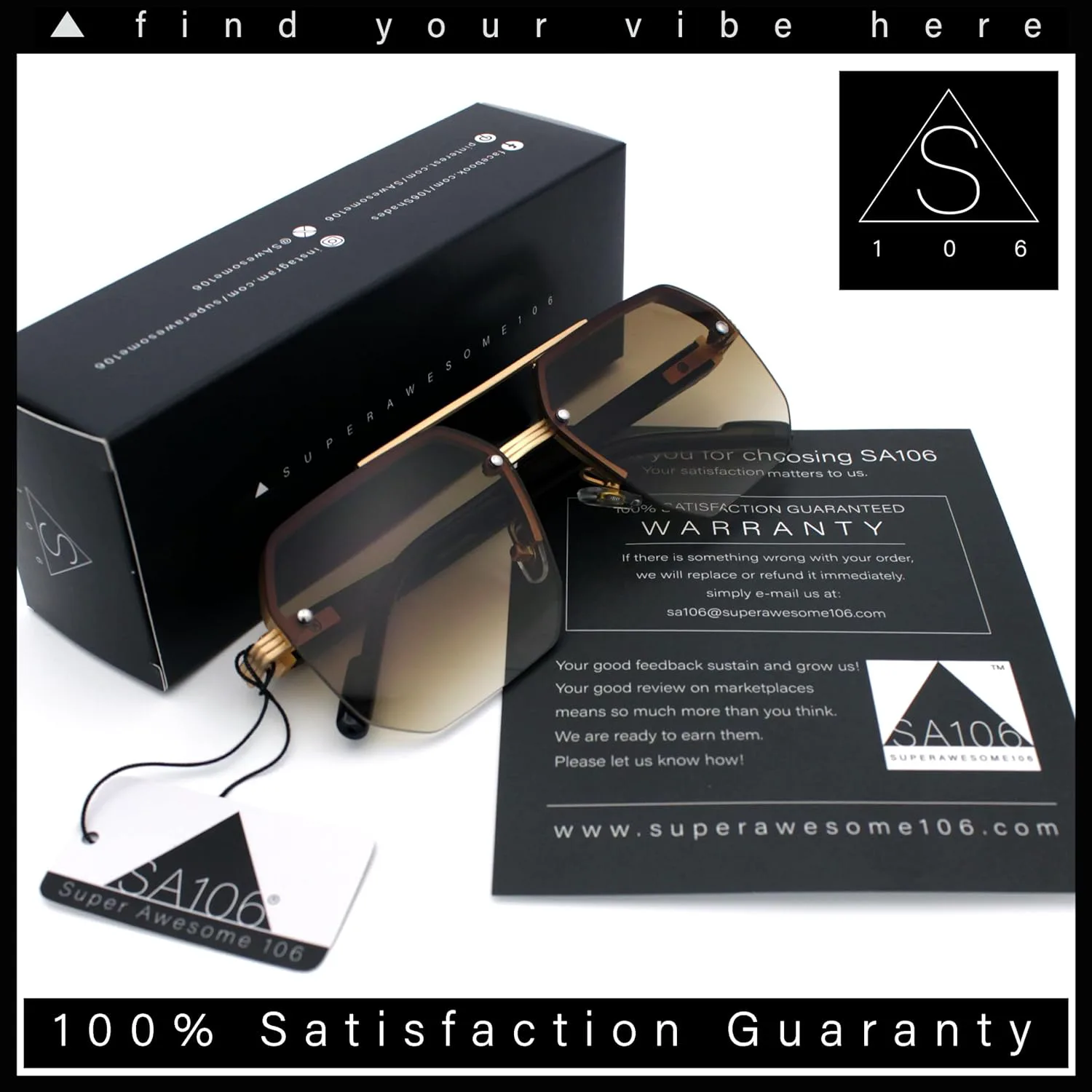 

SA106 Роскошные матовые солнцезащитные очки в стиле гангстера, без оправы, полуободковые, увеличенного прямоугольного размера, металлические, Silver - Black