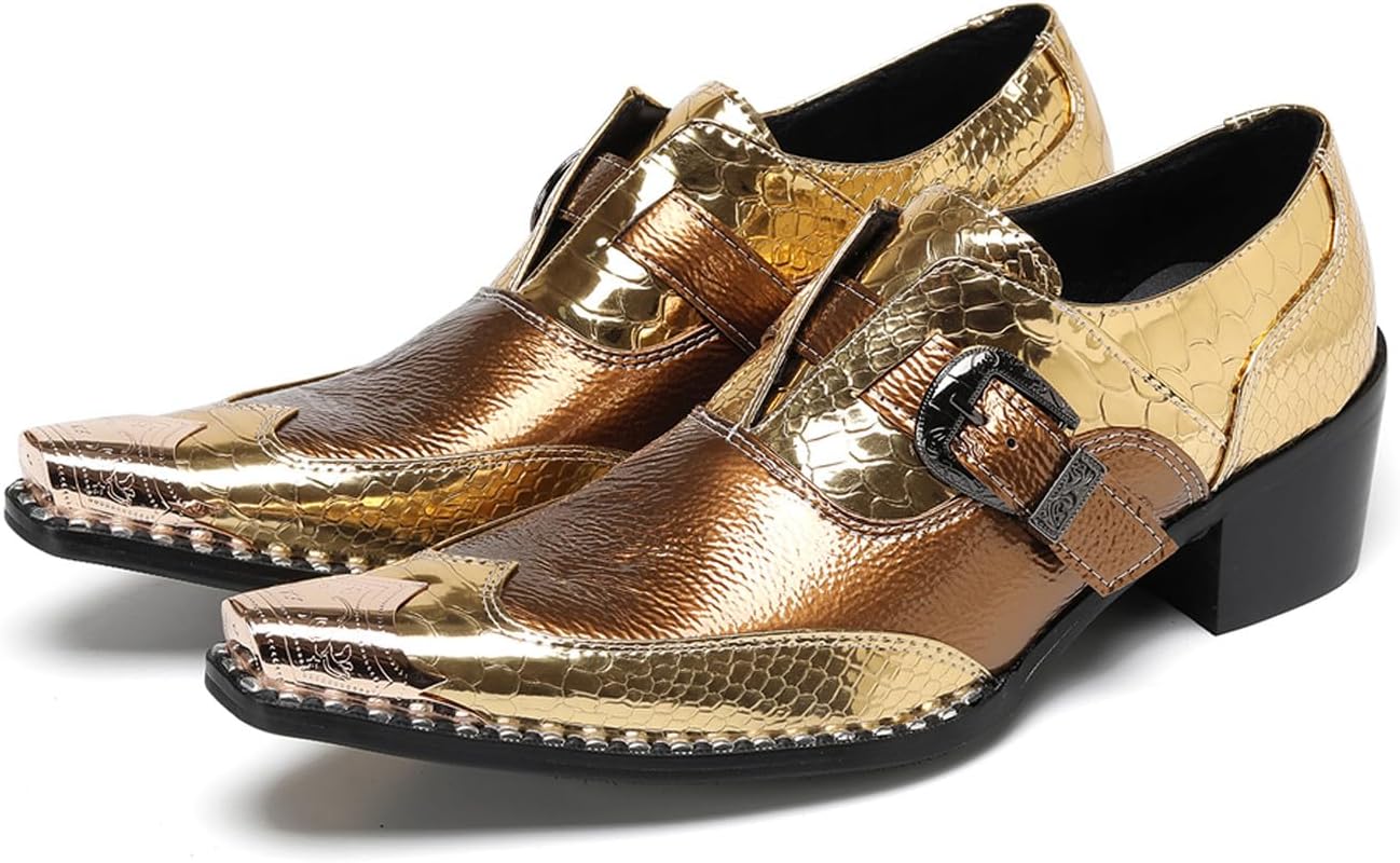 

Мужские слипоны Santimon из натуральной кожи - мокасины с металлическим носком и золотой пряжкой для официальной свадьбы и повседневной вечеринки