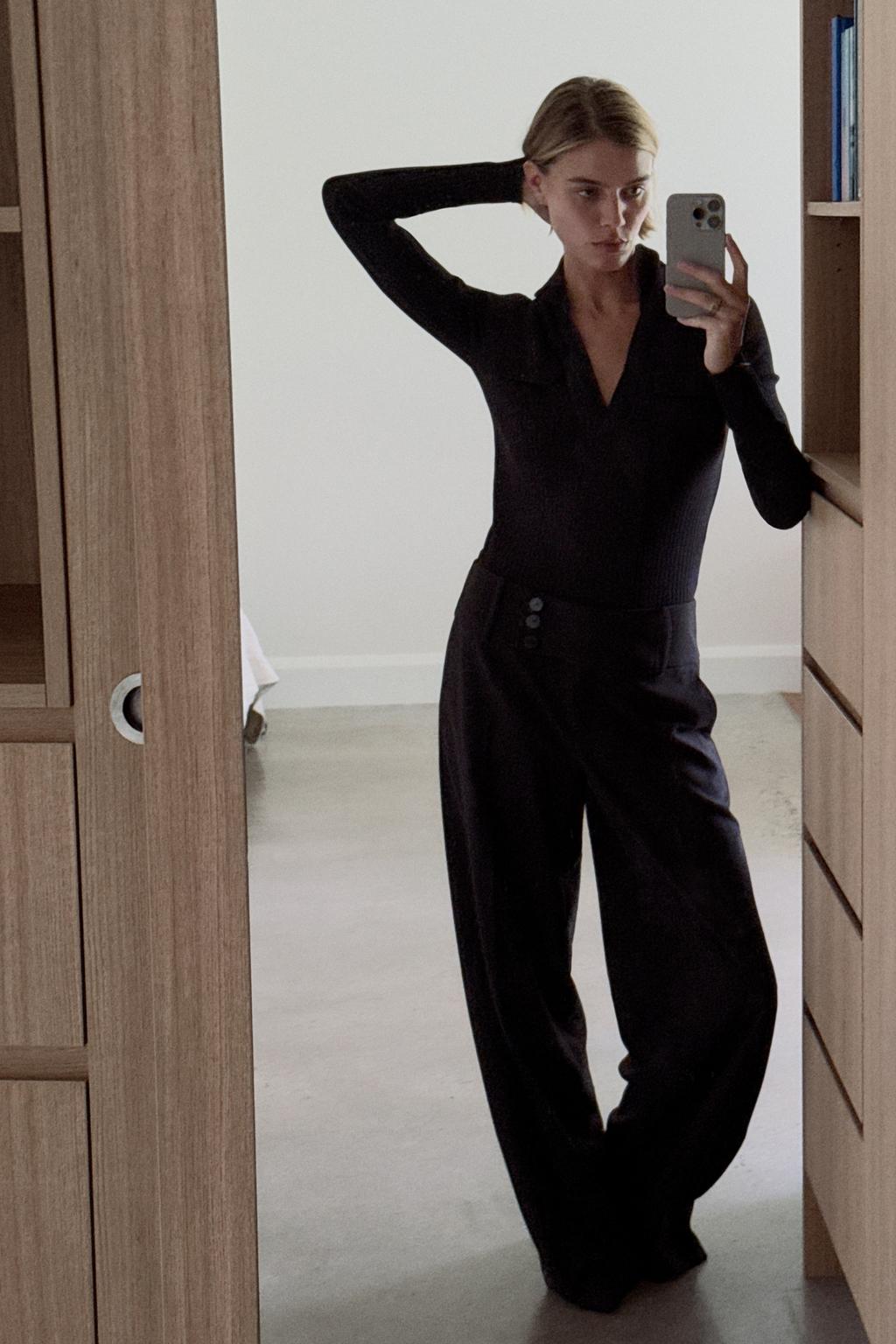 

Брюки прямого покроя ZARA, черный