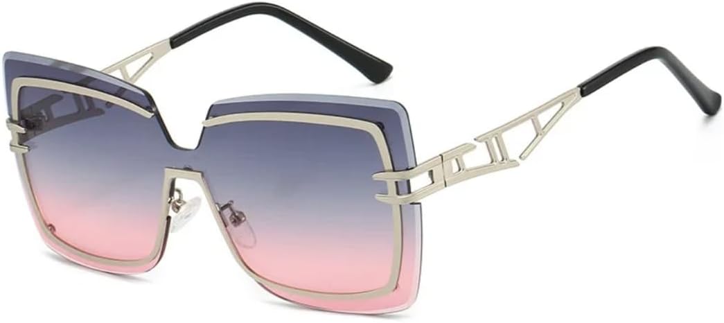 

Роскошные безрамочные солнцезащитные очки квадратной формы с градиентным переходом для женщин, с двойной оправой и полым профилем для мужчин, модные, с защитой от УФ-излучения UV400 UATXTAU, Silvery Grey Pink