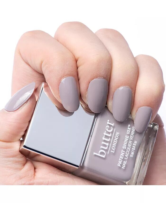 Лак для ногтей Patent Shine 10X, 0,4 унции Butter London, цвет Ta-Ta! (soft grey crème) — фото 3
