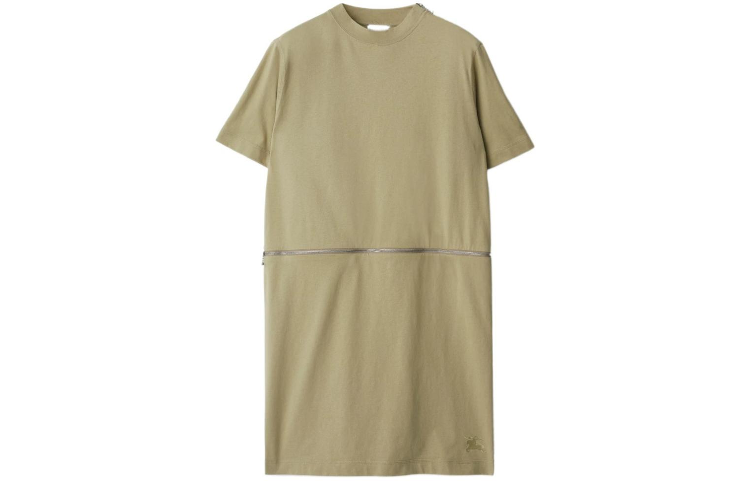 

Хлопковое платье с вышитым логотипом Burberry, Grass Green