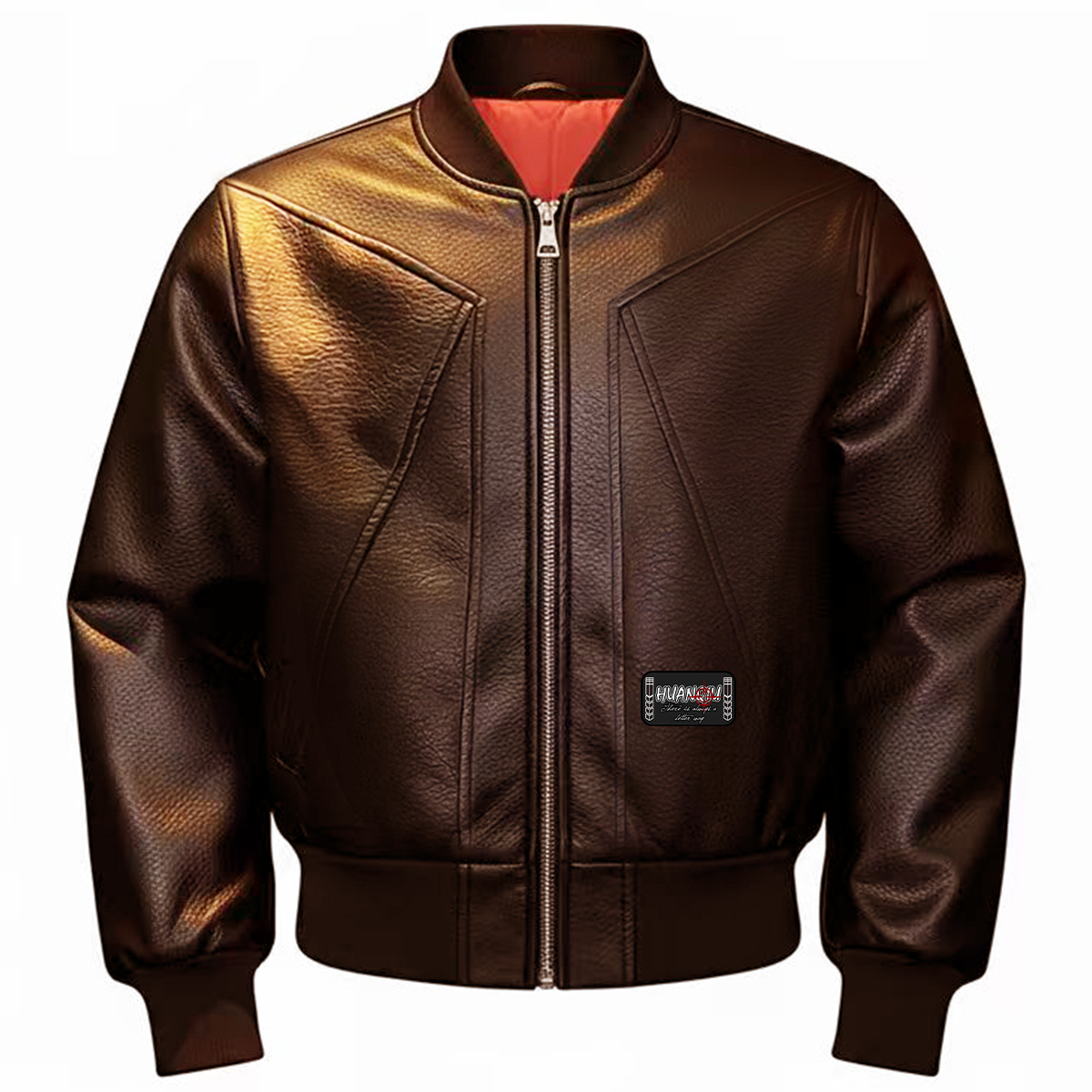 

Кожаная куртка Unisex Baseball Collar Moderate HUANQIU, coffee