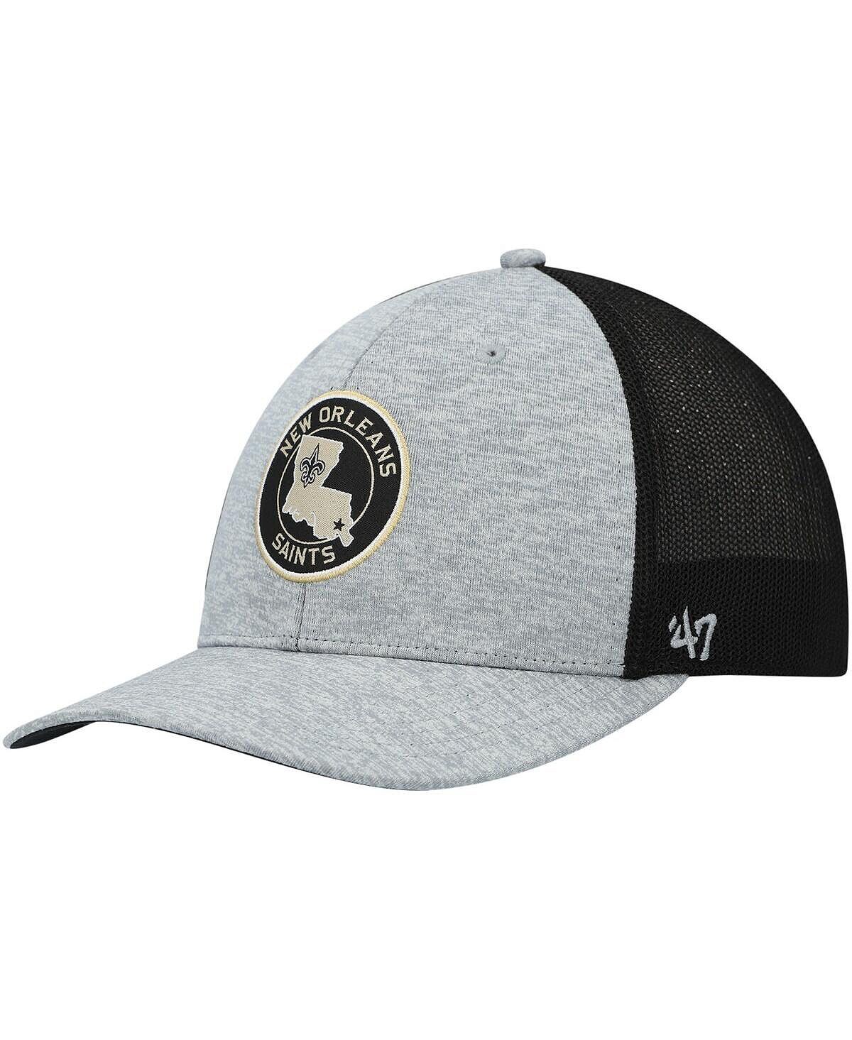 

Мужская серо-черная кепка New Orleans Saints Motivator Flex с принтом меланжевого цвета '47 Brand
