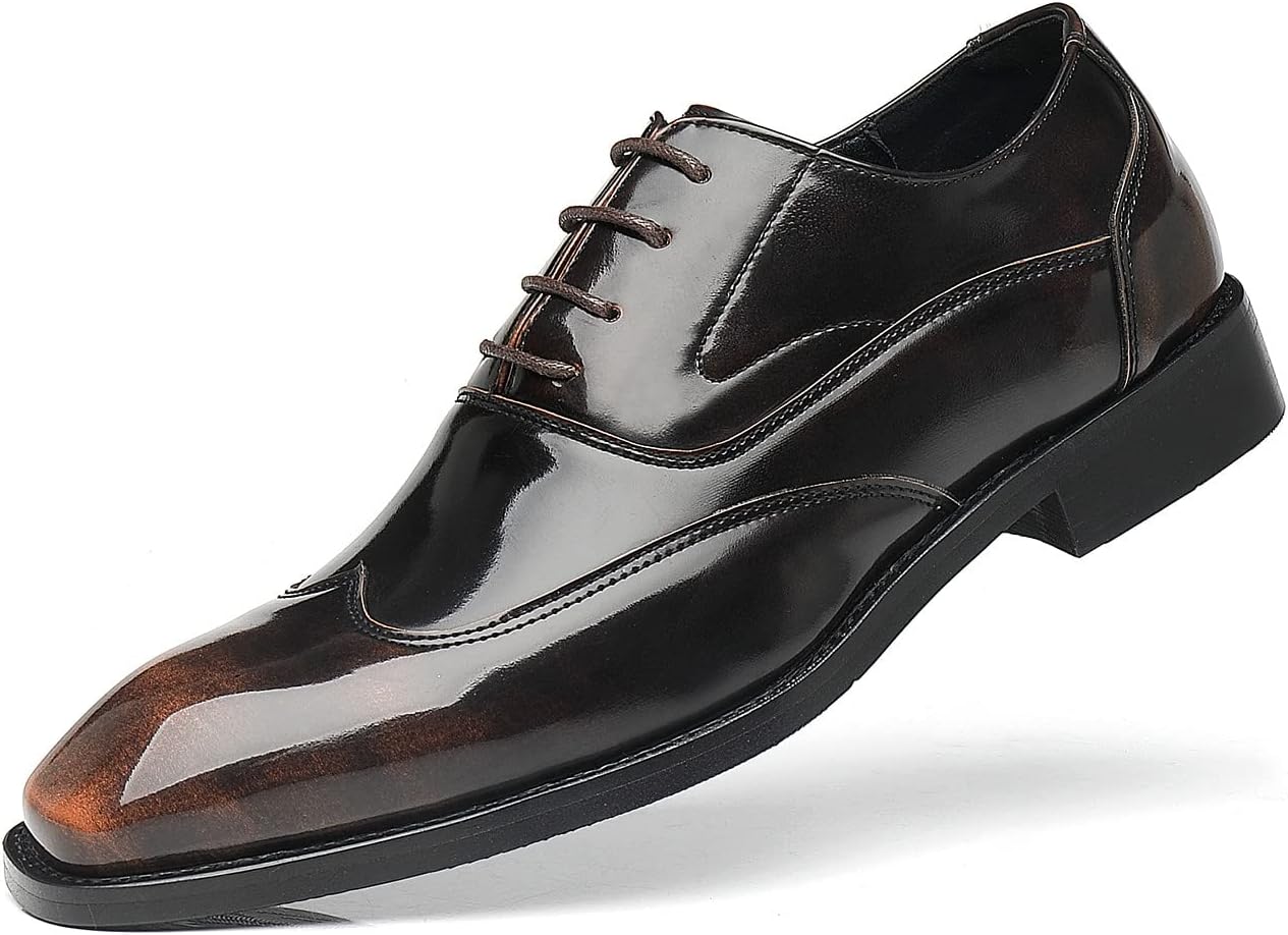 

Мужские повседневные туфли Santimon с крыльями, дерби классические, вытертая кожа, дерби формальные оксфорды, Bronze