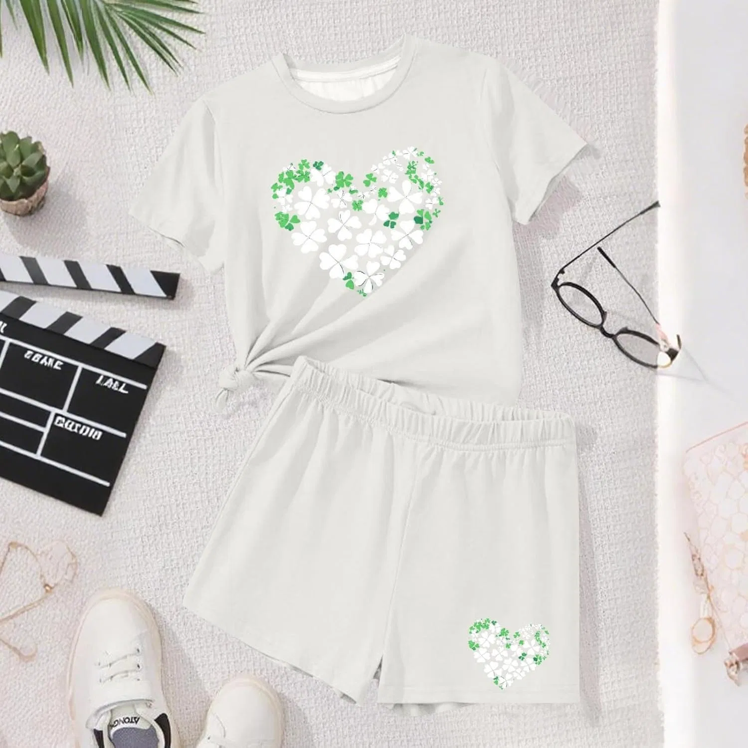 Детский спортивный костюм Love Shamrock Graphic Zzalalana, белый — фото 3
