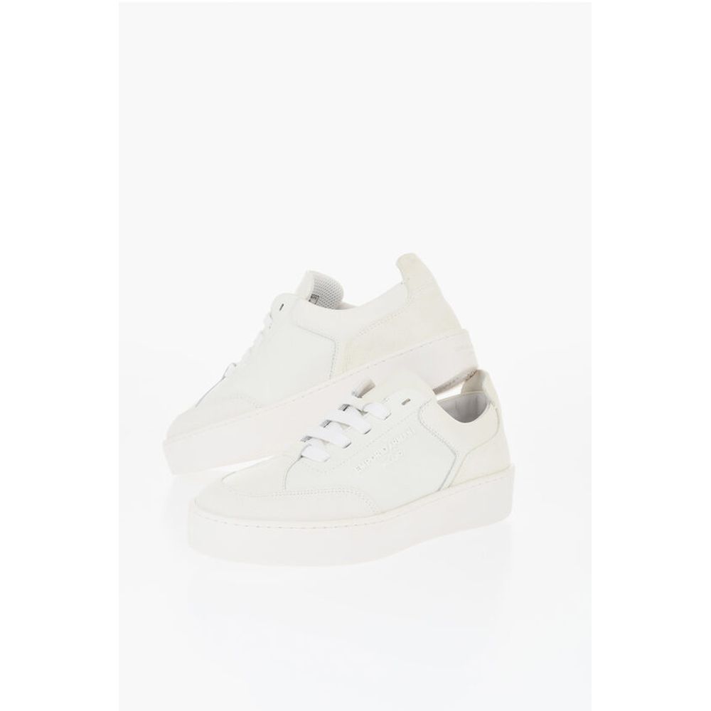 Низкие кеды из кованой кожи Armani, White