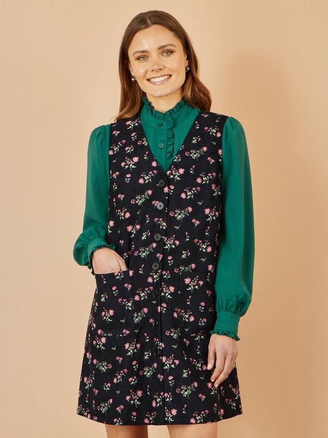 

Флоральное платье-сарафан на пуговицах Yumi, Black