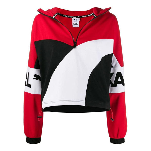 

Толстовка x karl lagerfield xtg half-zip hoodie 'red white black' Puma, красный