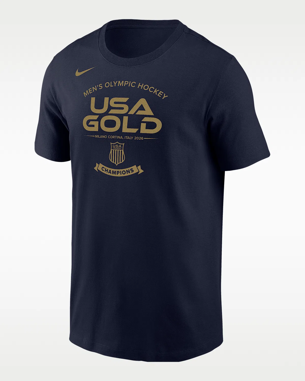 Мужская хлопковая футболка Nike USA Olympic Team 2026 "Gold Medal" Roster, Navy/Gold