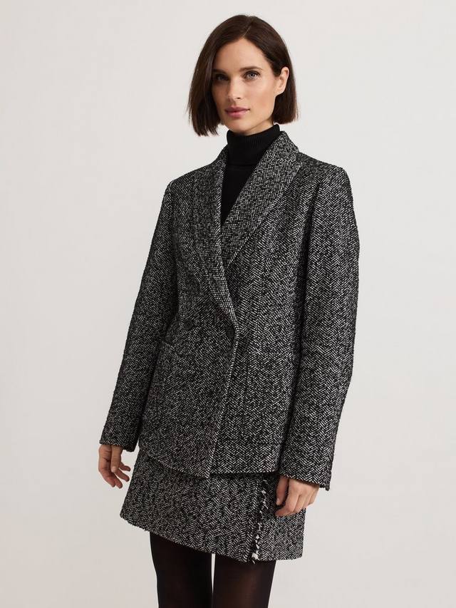 

Двубортный пиджак ayame в елочку Phase Eight, цвет Black/Light Grey