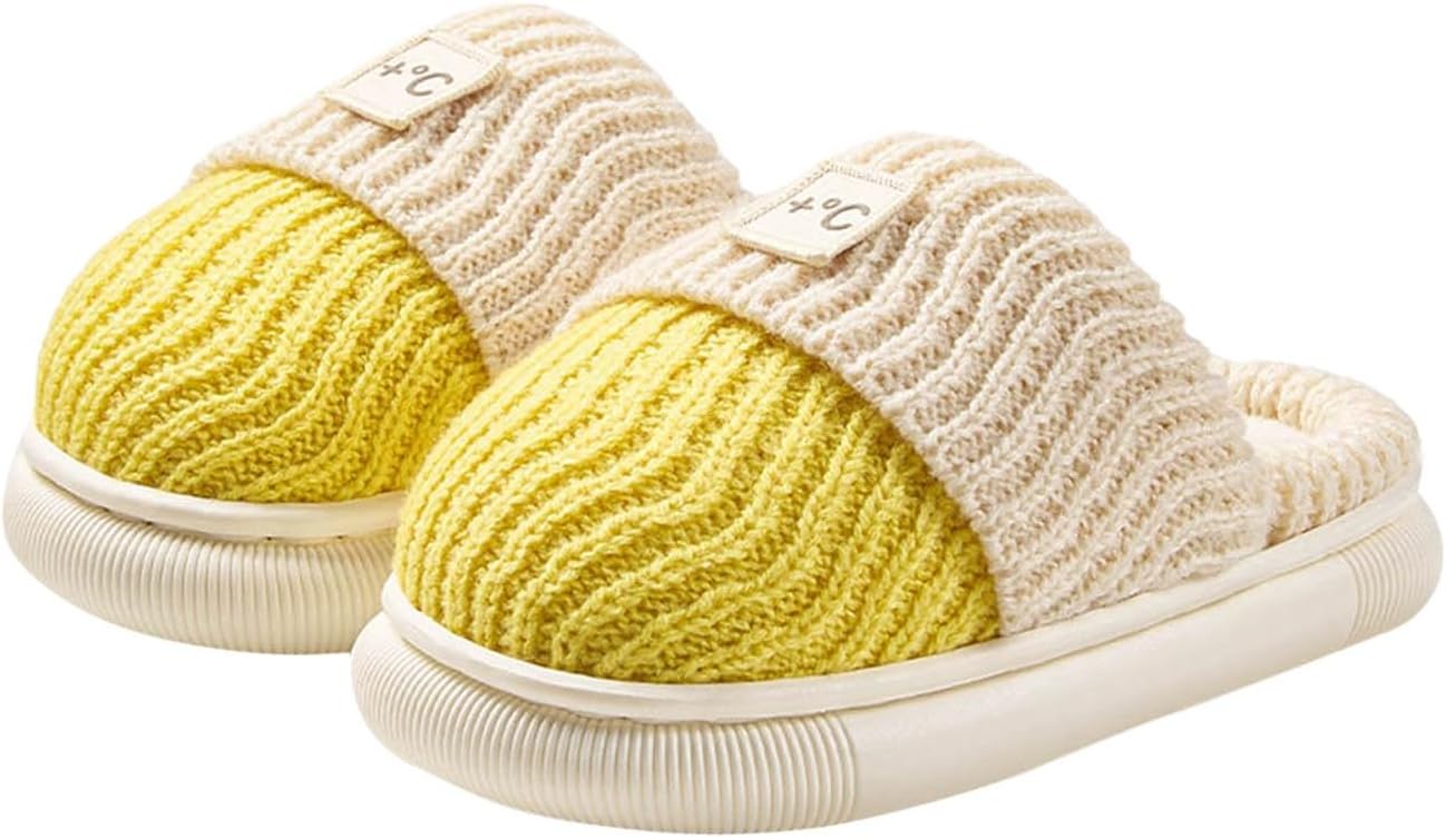 

Детские вязаные пушистые тапочки для девочек и мальчиков, хлопковые уютные тапочки для дома и спальни, зимние теплые домашние тапочки Generic, желтый