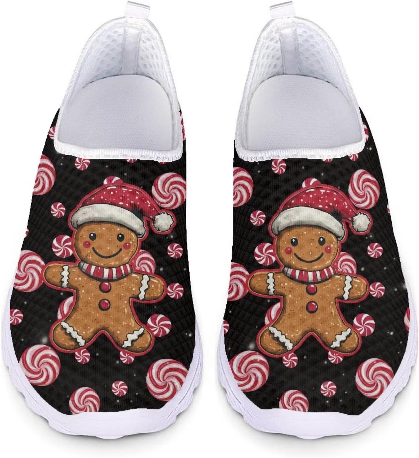 

Кеды Belidome Slip On Clipper для женщин и мужчин, повседневная комфортная обувь для ходьбы и бега, Xmas Candy