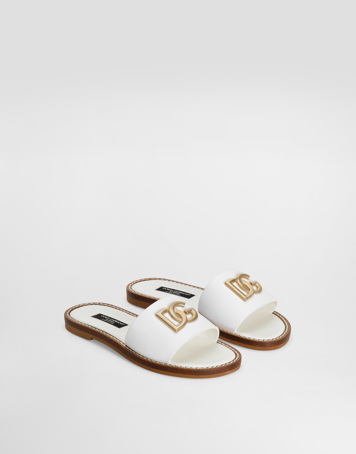 Сланцы из телячьей кожи с логотипом DG DOLCE & GABBANA, белый — фото 2